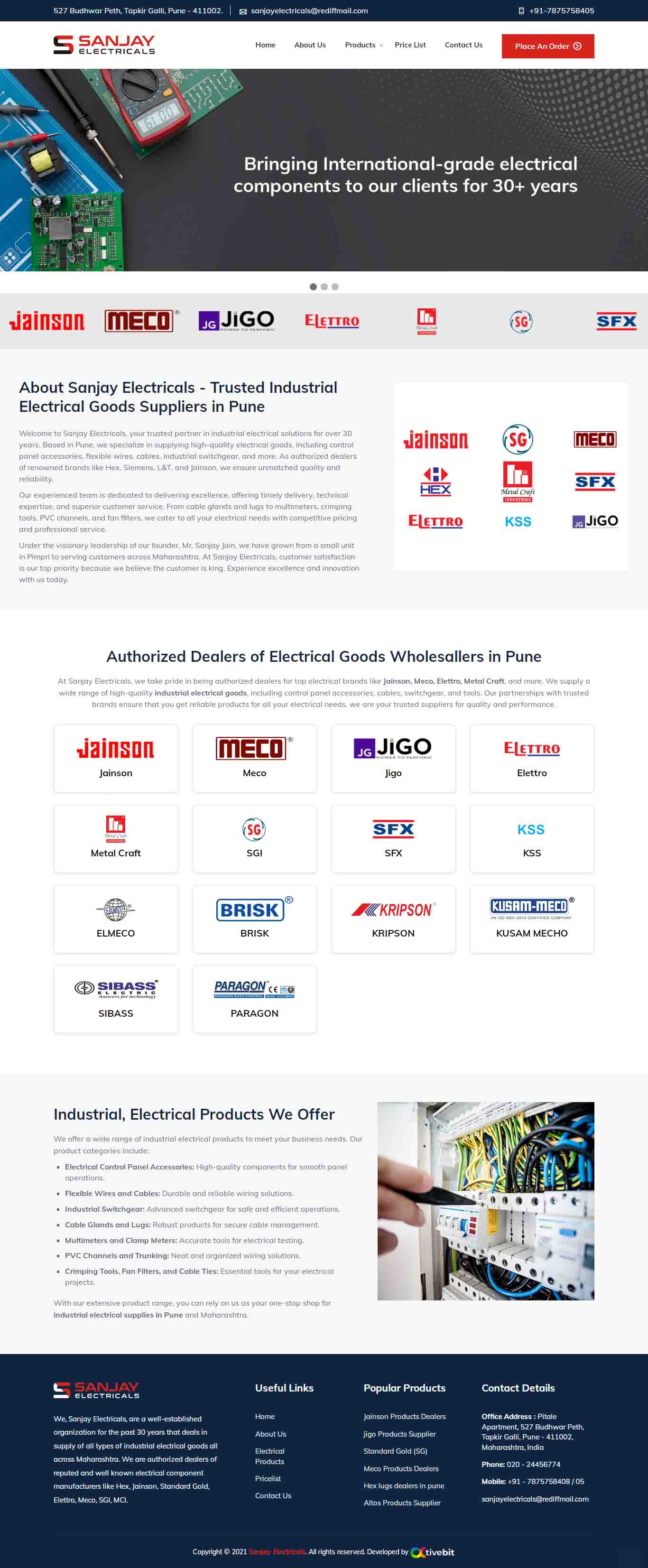 Sanjay Electricals - website design with CMS